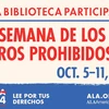 Esta Biblioteca Participa en la Semana de los Libros Prohibidos. Oct. 5-11, 2025. La Censura es tan 1984. Lee Por Tus Derechos. ALA.org/BBooks. American Library Association