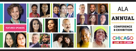 Photo montage of 23 featured speakers who will be presenting at ALA Annual Conference & Exhibition Chicago June 22-27, 2023.