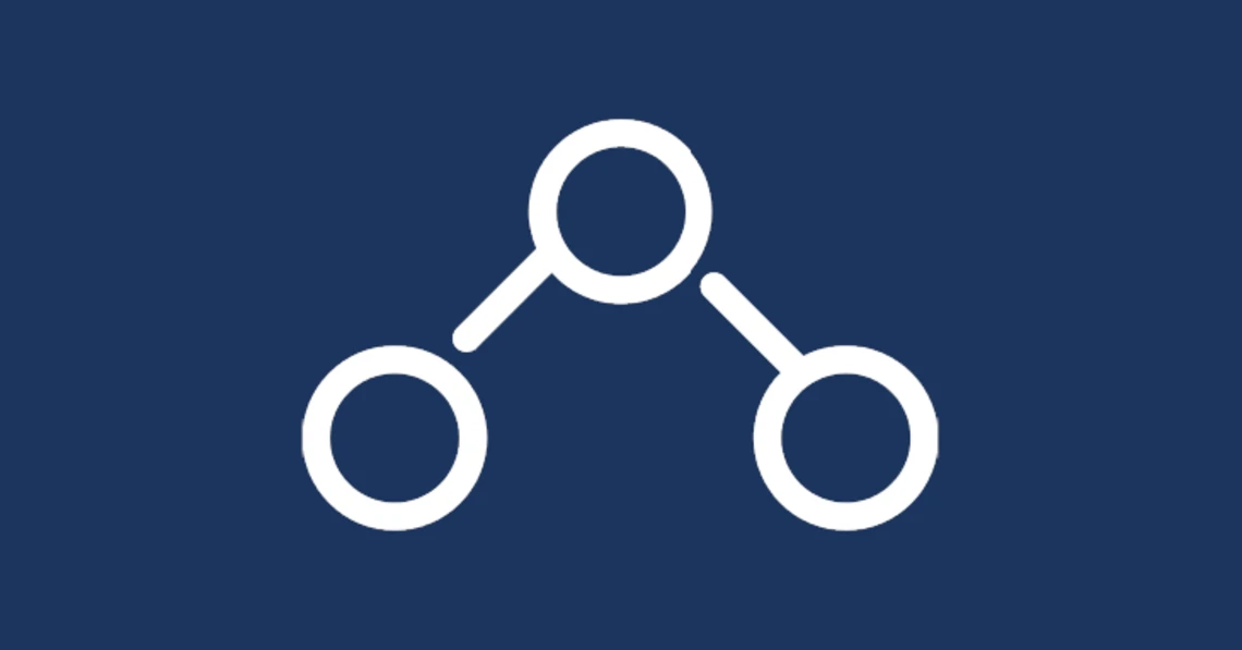 three circles connected by straight lines. white image on a navy blue background.