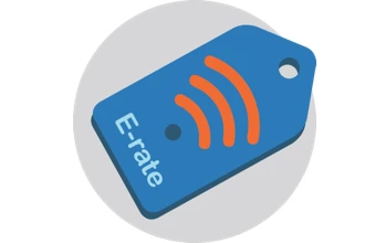 A tag with a wi-fi symbol and the phrase "E-Rate"