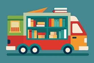 An illustration of mobile library van