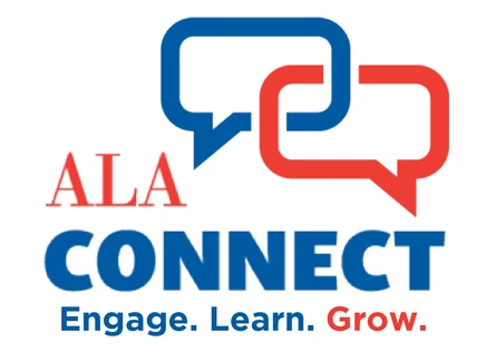 ALA Connect logo featuring speech bubbles and the tagline "Engage. Learn. Grow."