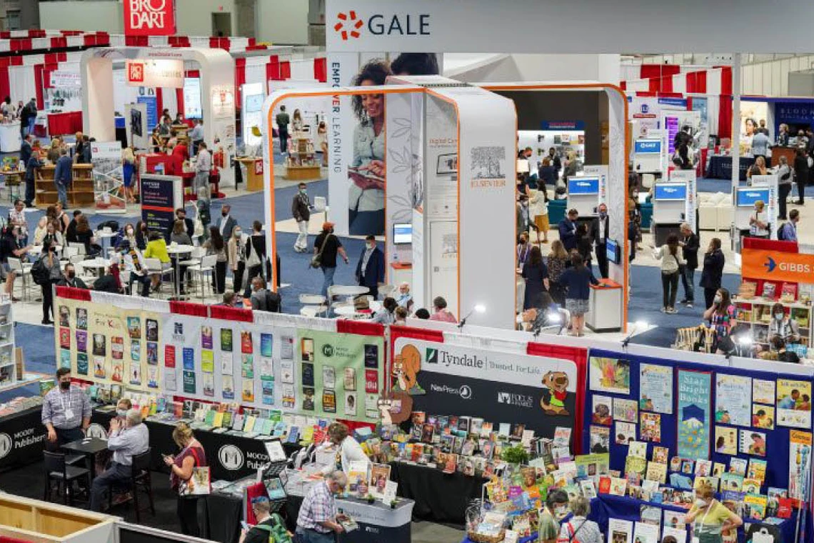 An overview photo of corporate exhibitors at ALA Annual